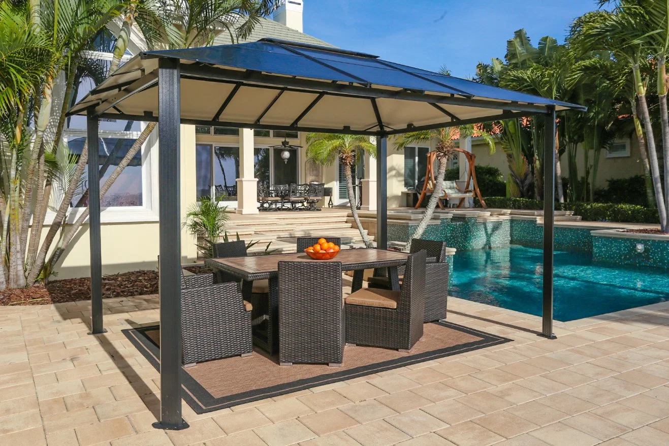 Luxury Morden Outdoor Backyard Patio Shade Canopy Pavilion with 4-Side Mosquito Netting Gazebo