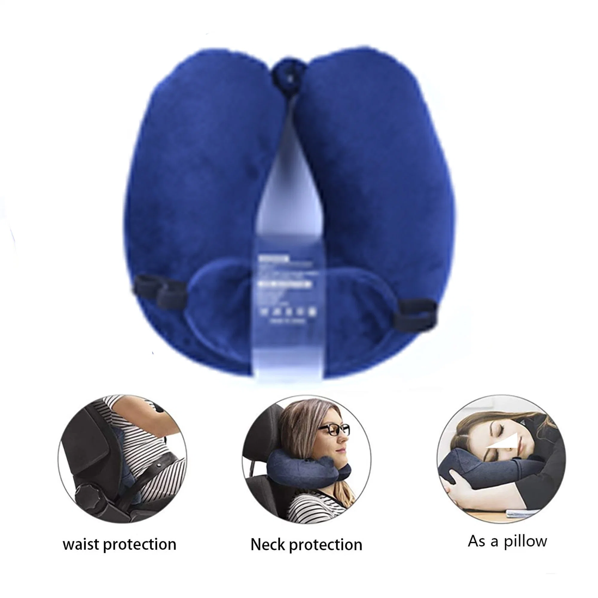 Manufacturer New 100% Polyester Plush Travel Pillow with Eyes Mask