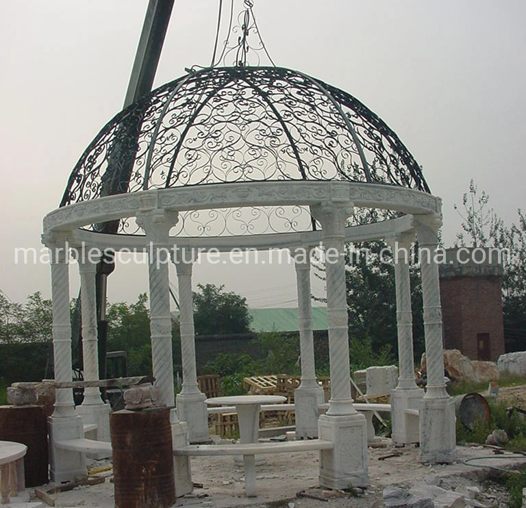 Garden Decoration Exquisite Style Stone Sculpture Marble Gazebo (SYMG-011)