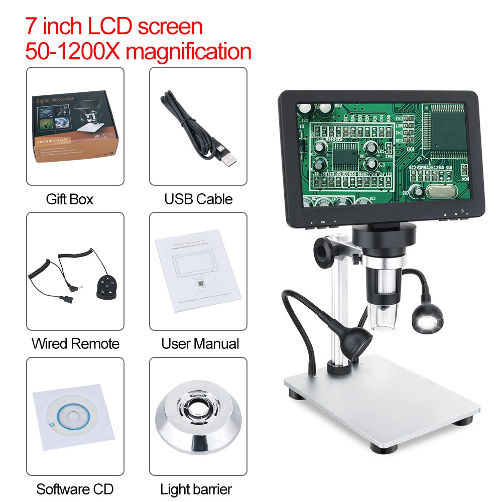 7 Inch HD LCD Display Electron Microscope 1200X Times Digital Microscope