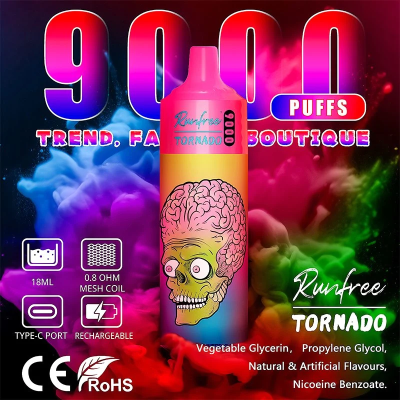 China Wholesale Cheap Vape Juice Runfree Tornado 9000 Big Puff Cloud 0% 2% 5% Brands Wape Fruit Flavor E Cigarette Rechargeable Vaper Mini Disposable Vape