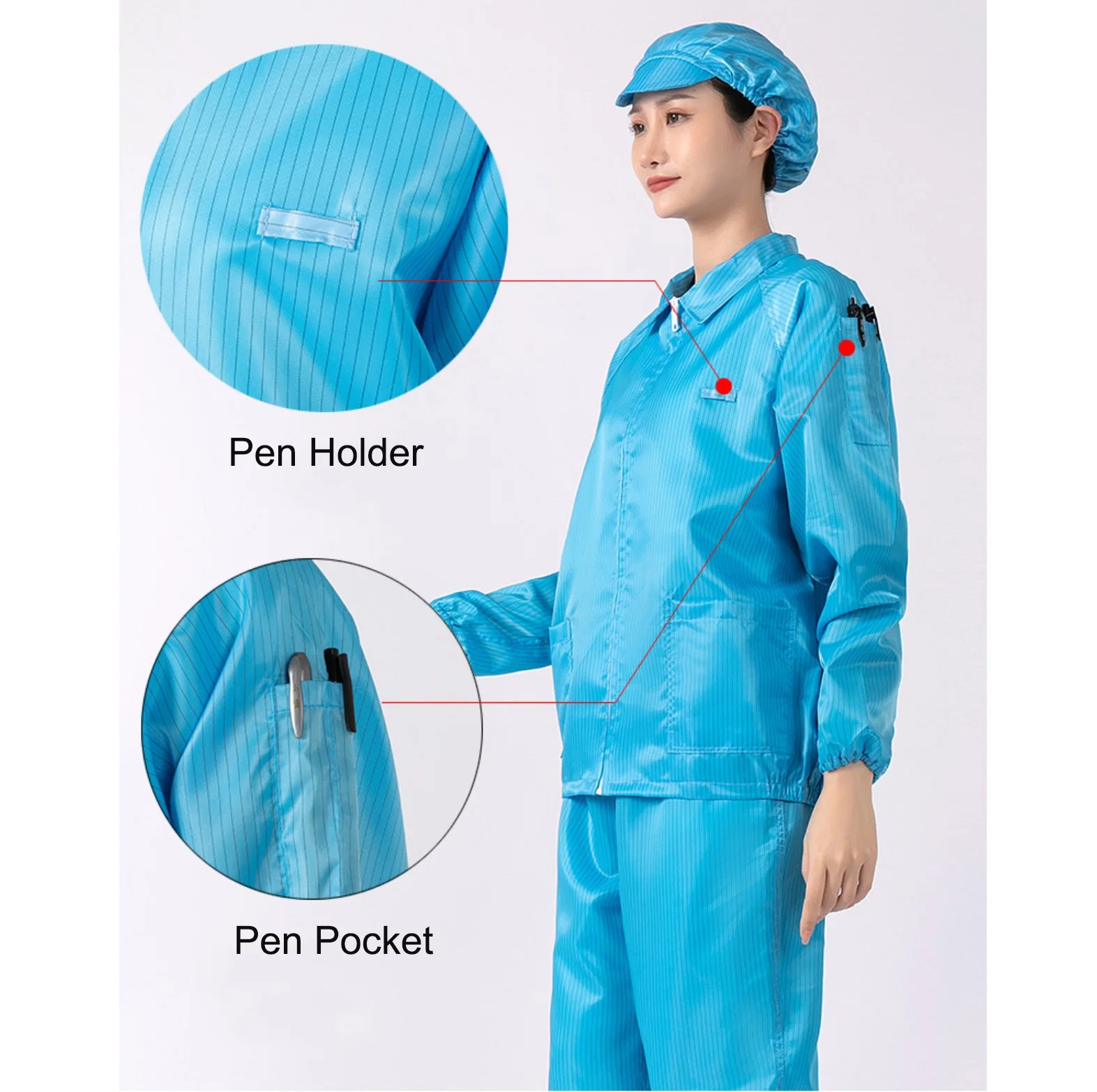 Clean-Room Working Polyester ESD Uniform Antistatic Garment