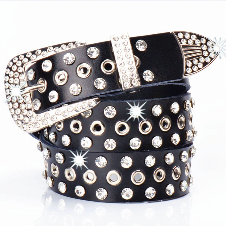 El diseñador Bling Bling Big Belt Buckle Rhinestone Belt Studded Western Cowgirl Cowboy Vintage Bling cinturón de cristal rosa para chicos niñas