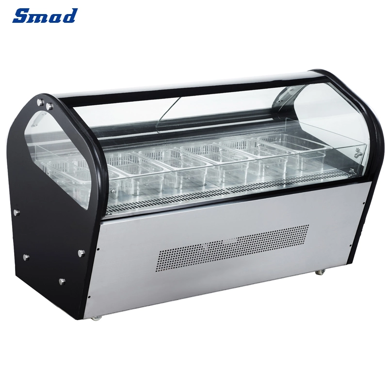 Puerta de cristal negro Smad Encimera 142L Helado Mostrar congeladores para uso comercial