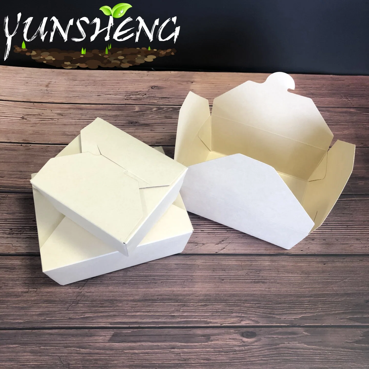 Wholesale/Supplier Disposable Light Brown Bamboo Paper Folding Box for Food