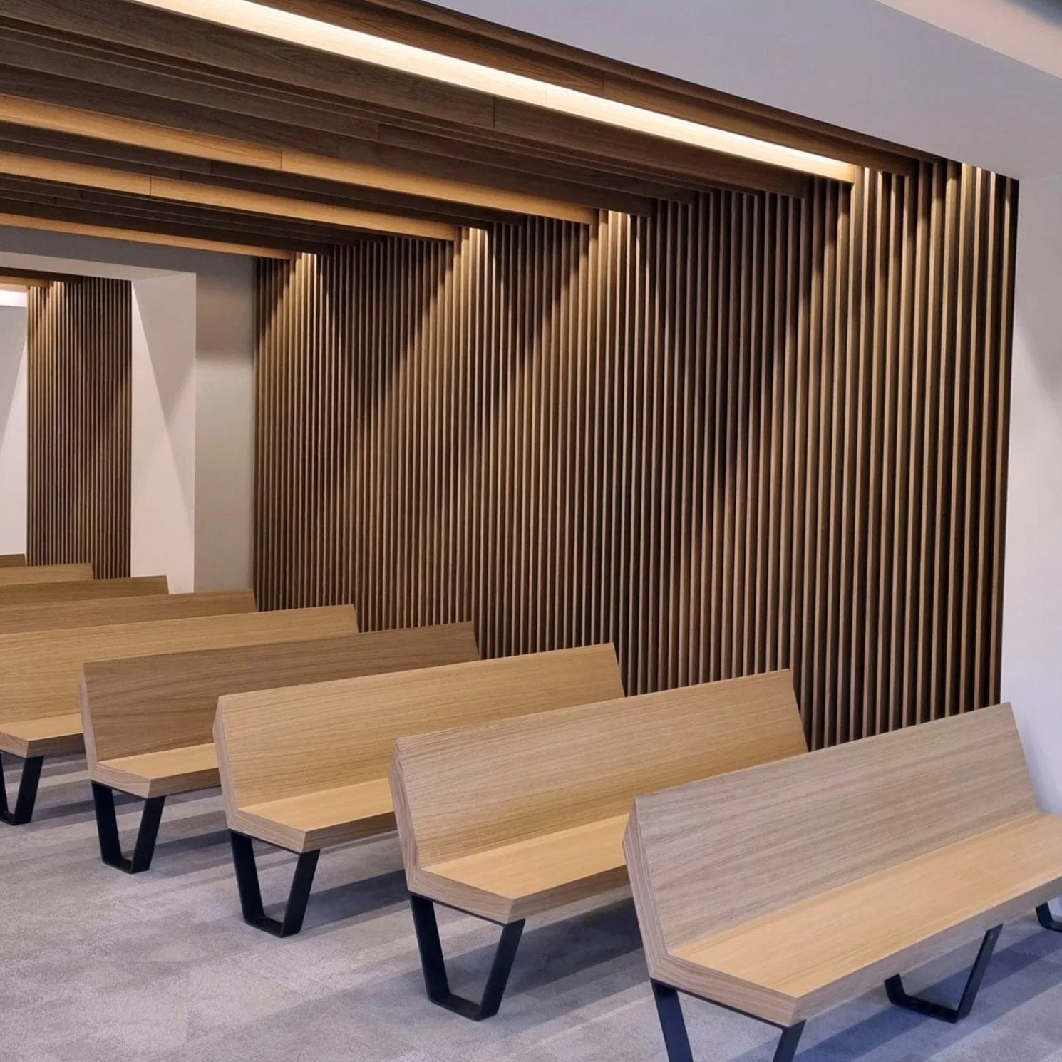 Acoustic Soundproof Fiber Slat Panel Mumu Artificial Decorative White Acoustic Sound Absorption Wood