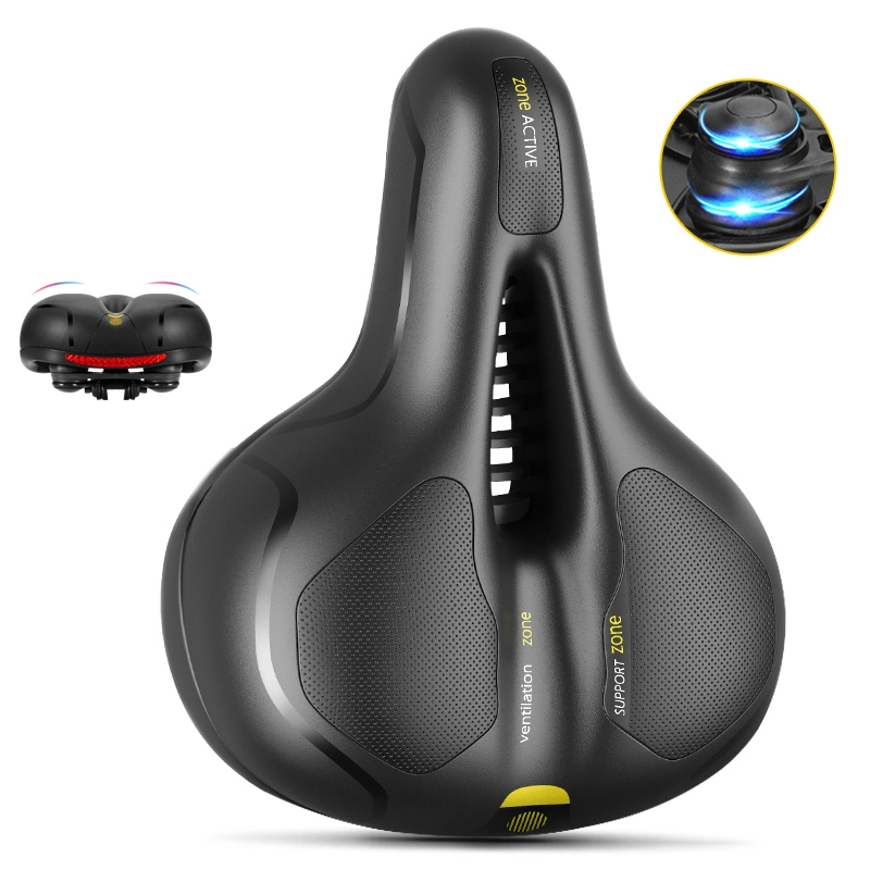 Seat with LED Light PVC Leather Hollow Soft Cushion Cycling Saddle