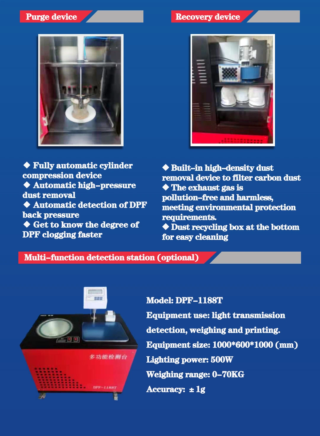 DPF After-Treatment System Regeneration Equipment with Multi-Function Detection Station