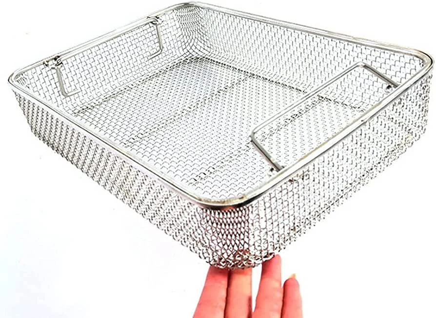 Stacking Handle Medical Instruments Container Wire Mesh Sterilization Storage Baskets