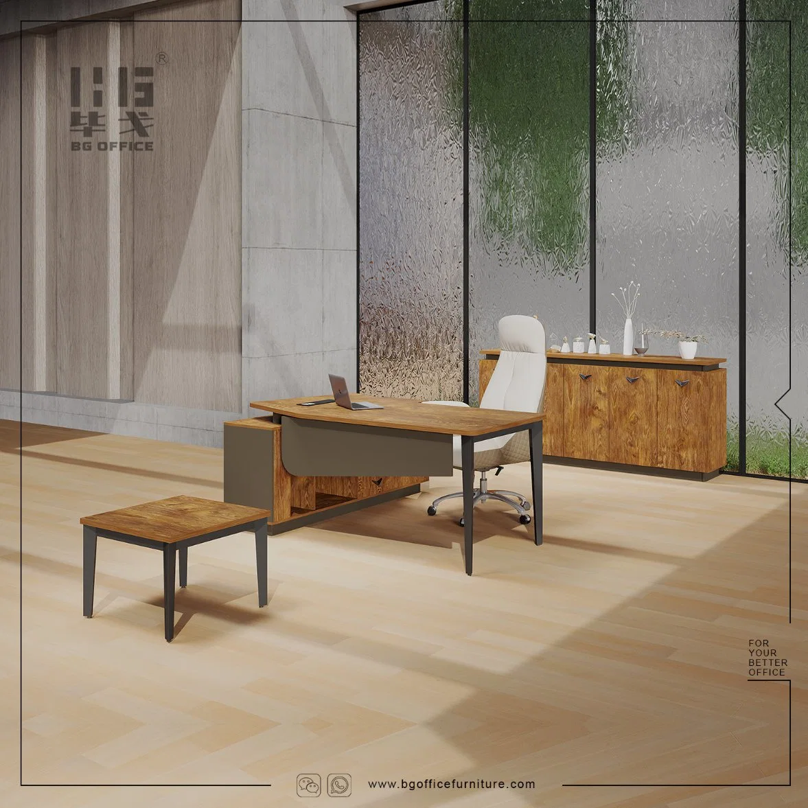 2023 novo Design moderno mobiliário de madeira Casa L Shaped Executive Computador escritório secretária
