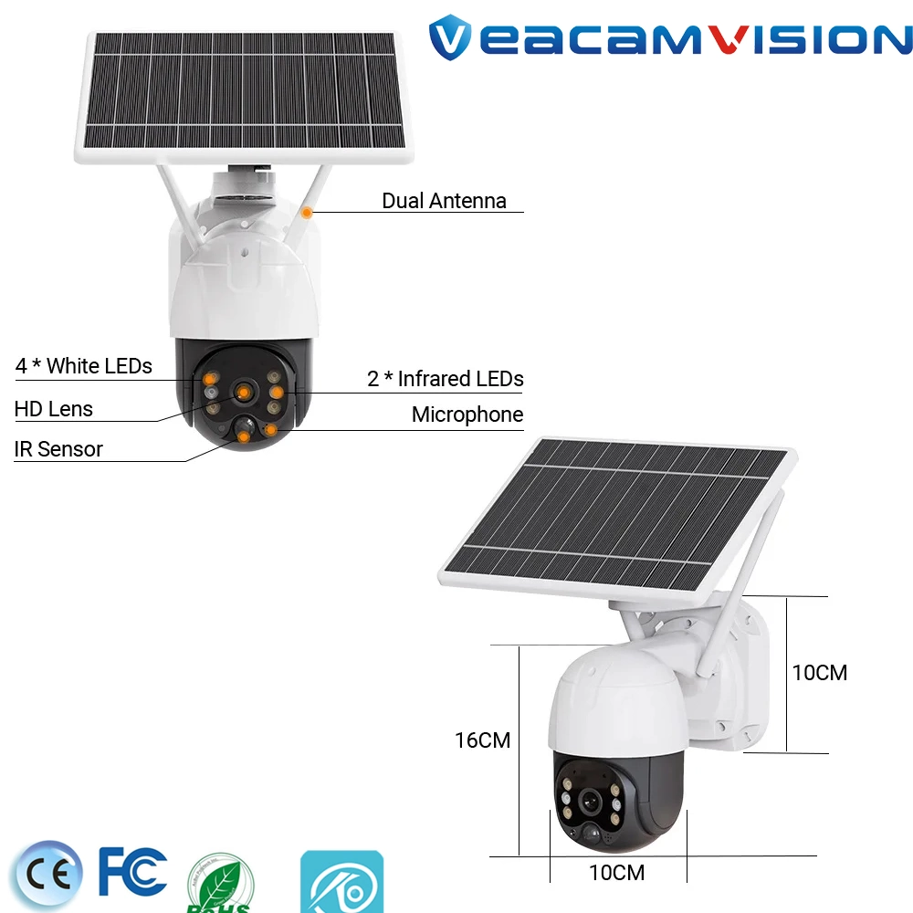 Caméra de surveillance Wi-Fi audio bidirectionnelle Wi-Fi 3 MP double lumière Caméra mobile de sécurité extérieure 4G IRP sans fil