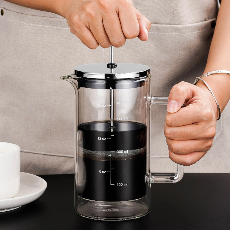 304 Stainless Steel Coffee Press Heat Resistant Thickened Borosilicate Glass Tea Maker