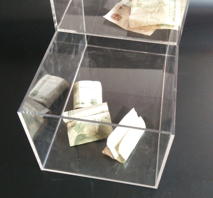 Clear Acrylic Charity Money Donation Box with Lock for Children School