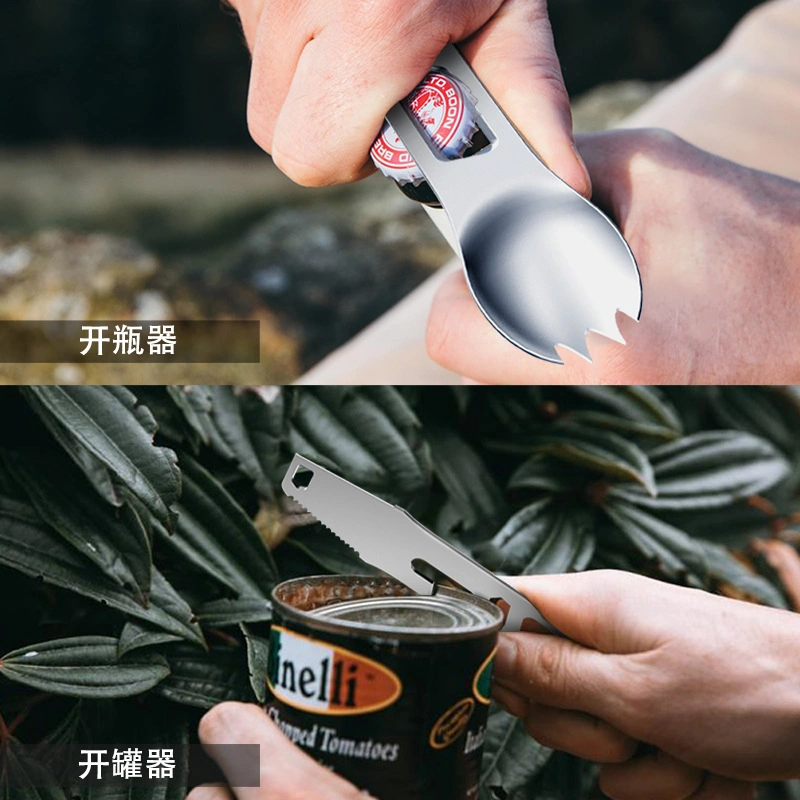 Multi Utensil 10 Function Lightweight Multi Purpose Tool Includes Spork Knife Fire Starter Bottle Opener Multitool for Camping Travel Backpacking