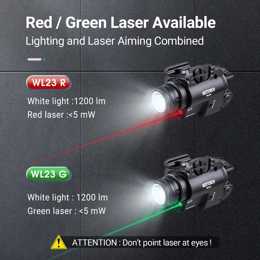 1300lm Super High Power Pistol Light with Green Laser and Remote Switch Can Mounted on Rifle for Hunting or Tactical Weapon Flashlight