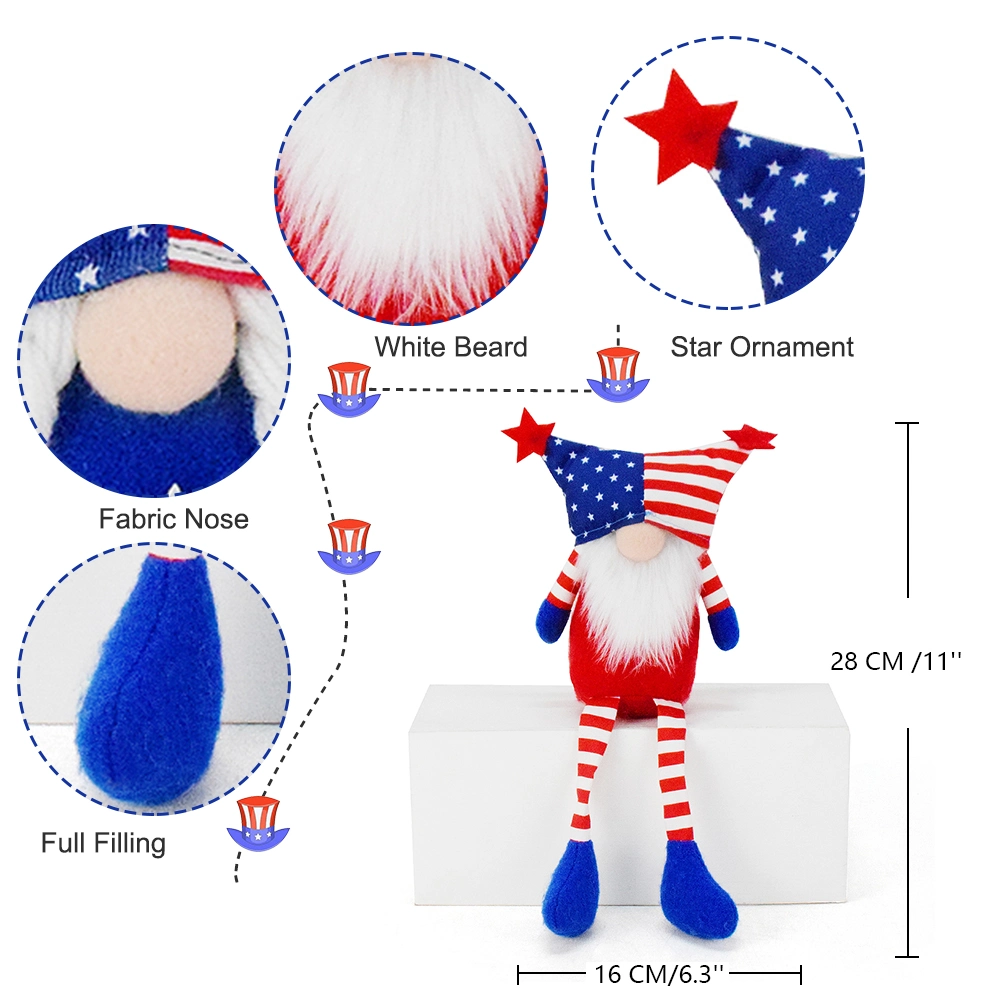 Handmade Gnomes Doll American Flag Veteran's Day Decorations Gnomes