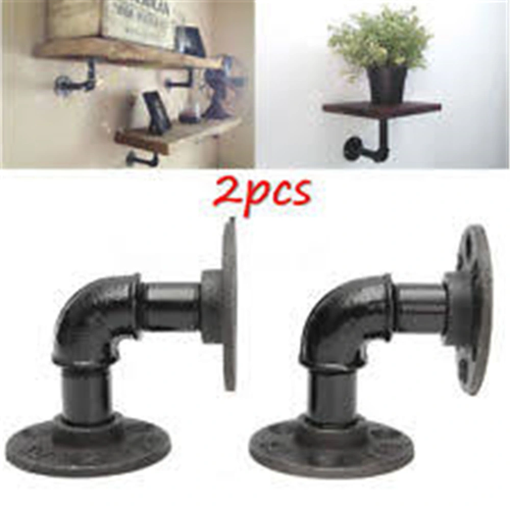 4PCS Pipe Shelf Brackets Industrial Iron Rustic Wall Floating Shelves Supports