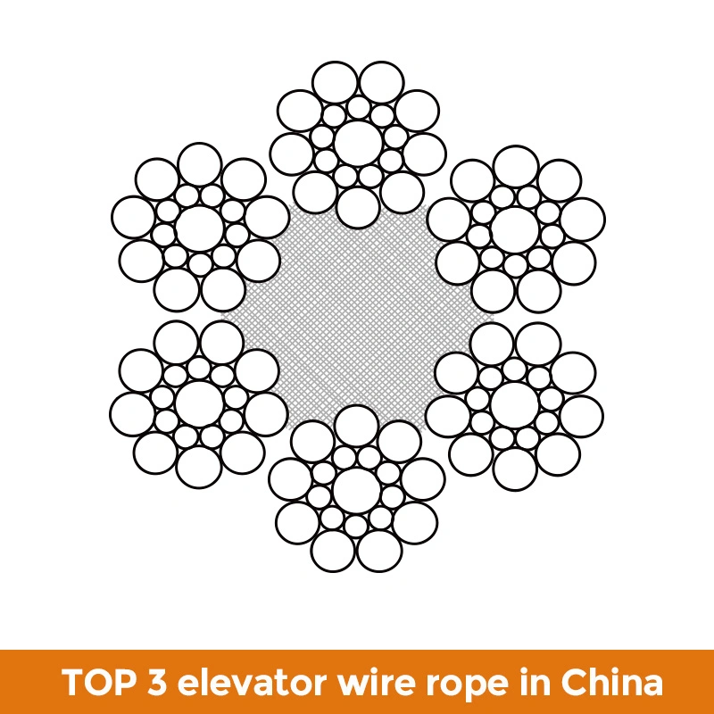 6,5mm 6X19 6*19 Faserkern 1370/1770 N/mm² Verzinkter Aufzugsregler Kabel Stahldraht Seil En12385