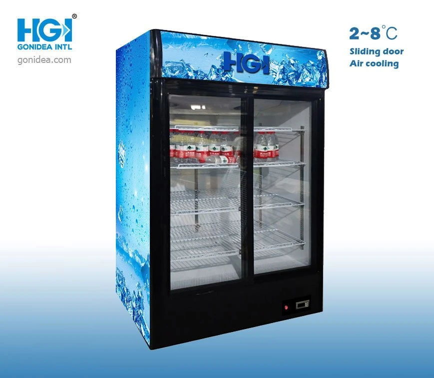 Commercial Glass Double Door Display Freezer Cold Drink Freezer Lsc-660y