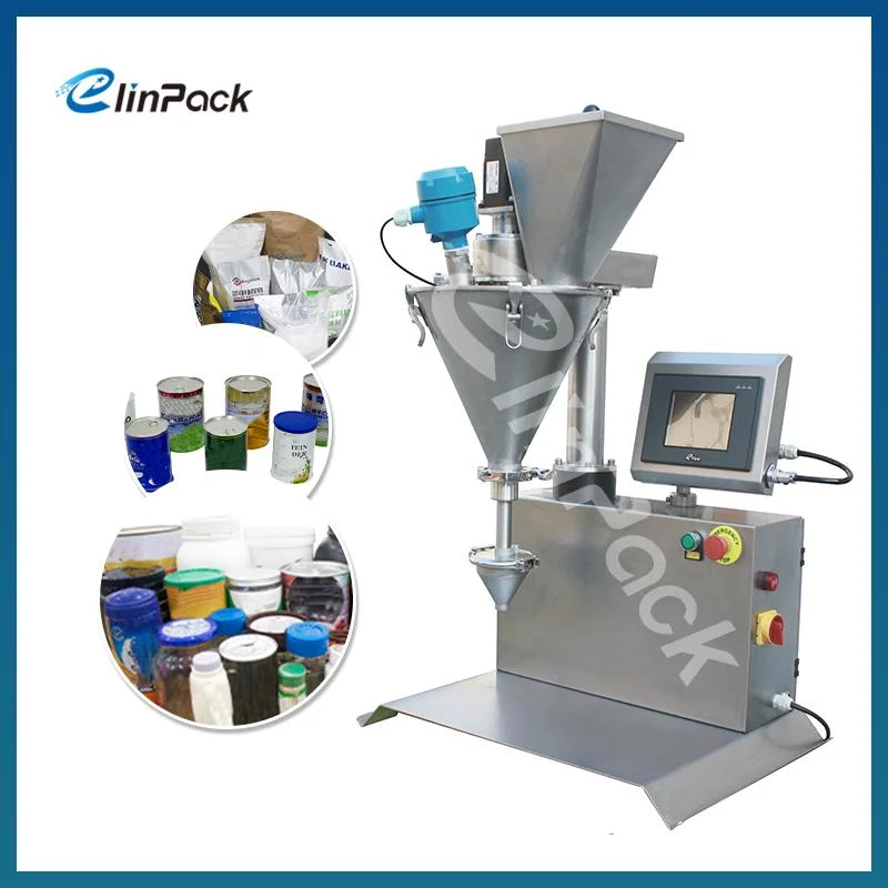 Elinpack Remplisseur de vis semi-automatique en acier inoxydable pour le remplissage de la poudre de lait/poudre de protéines/poudre d'épices/poudre de café dans l'emballage.