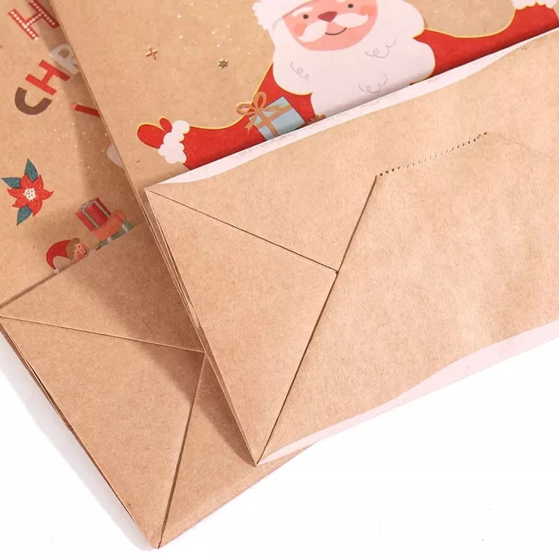 Christmas Snack Clothing Present Packaging Box Merry Christmas Paper Gift Bags Kraft Paper Bags