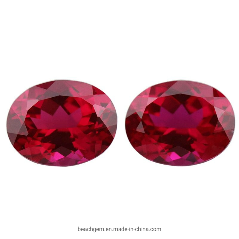 Czochralski Method Lab Created Ruby Oval Shape Gemstone for Jewelry Setting