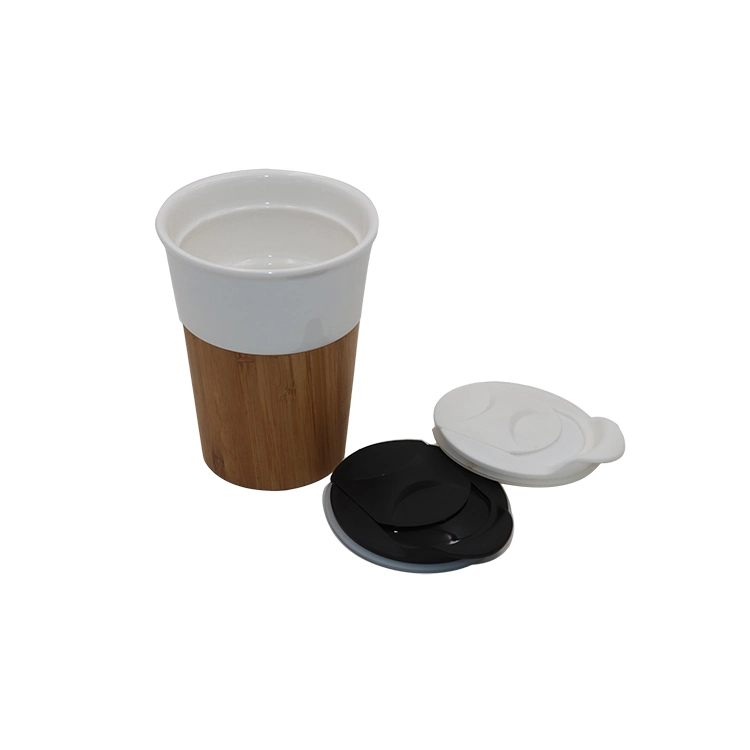 Bamboo Ceramic Coffee Mug with Silicone Lid