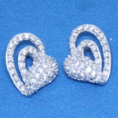 Moda de moda Plata 925 CZ Diamond Heart Forma Pendientes y Collar Conjunto de joyas