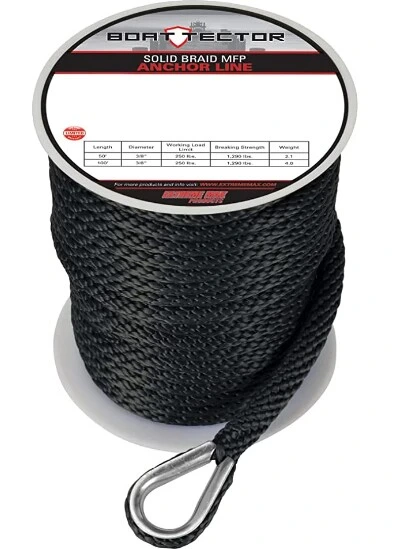 3/8" X 100' Solid Braid Anchor Line, Multi-Filament Polypropylene Anchor Rope for Boat Marine, Yacht Rope.