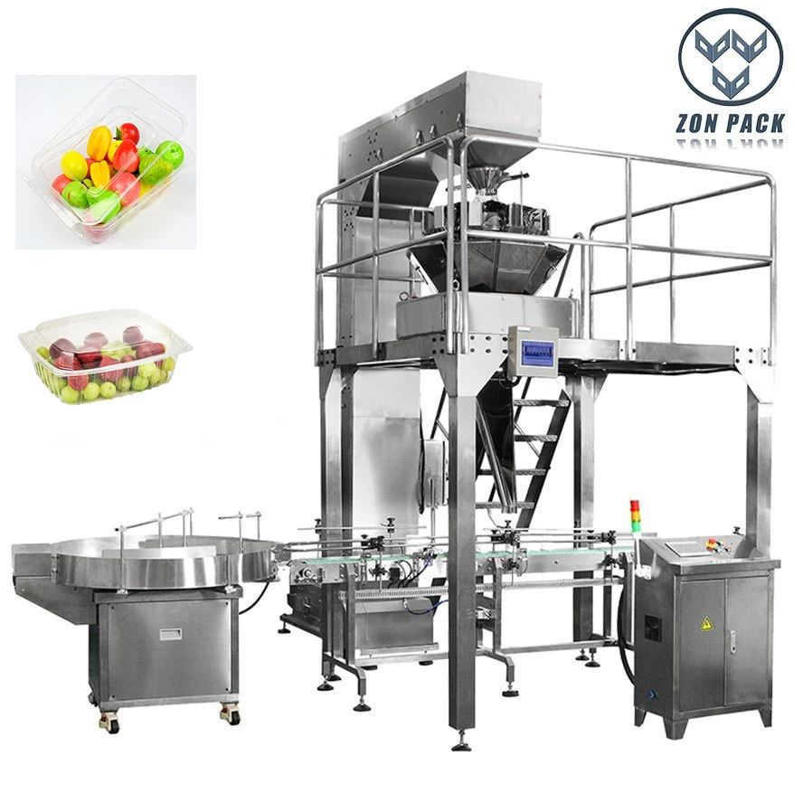 Fully Automatic Fruit Punnet Weighting Packing Clamshell Tray Packing Machine for Lettuce
