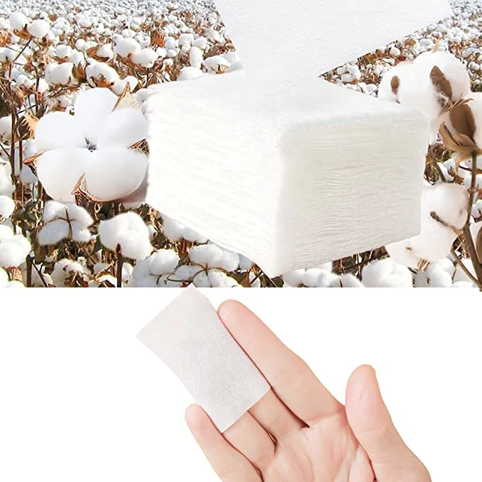 Blocos de algodão quadrados, algodão não para verter ou cair Apart Ultra Soft perfeito para remover maquiagem camadas Triplo algodão Pads cosméticos para toner e produto de cuidados da pele