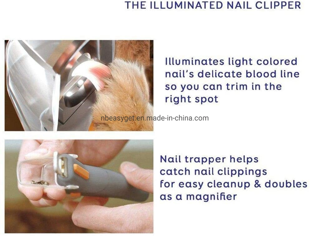 Pet Nail Clipper Great for Cats &amp; Dogs, Trimmer Grinder Grooming Tool Care Clipper for Pet with LED Light, 5X Magnification and Nail Trapper Esg12412