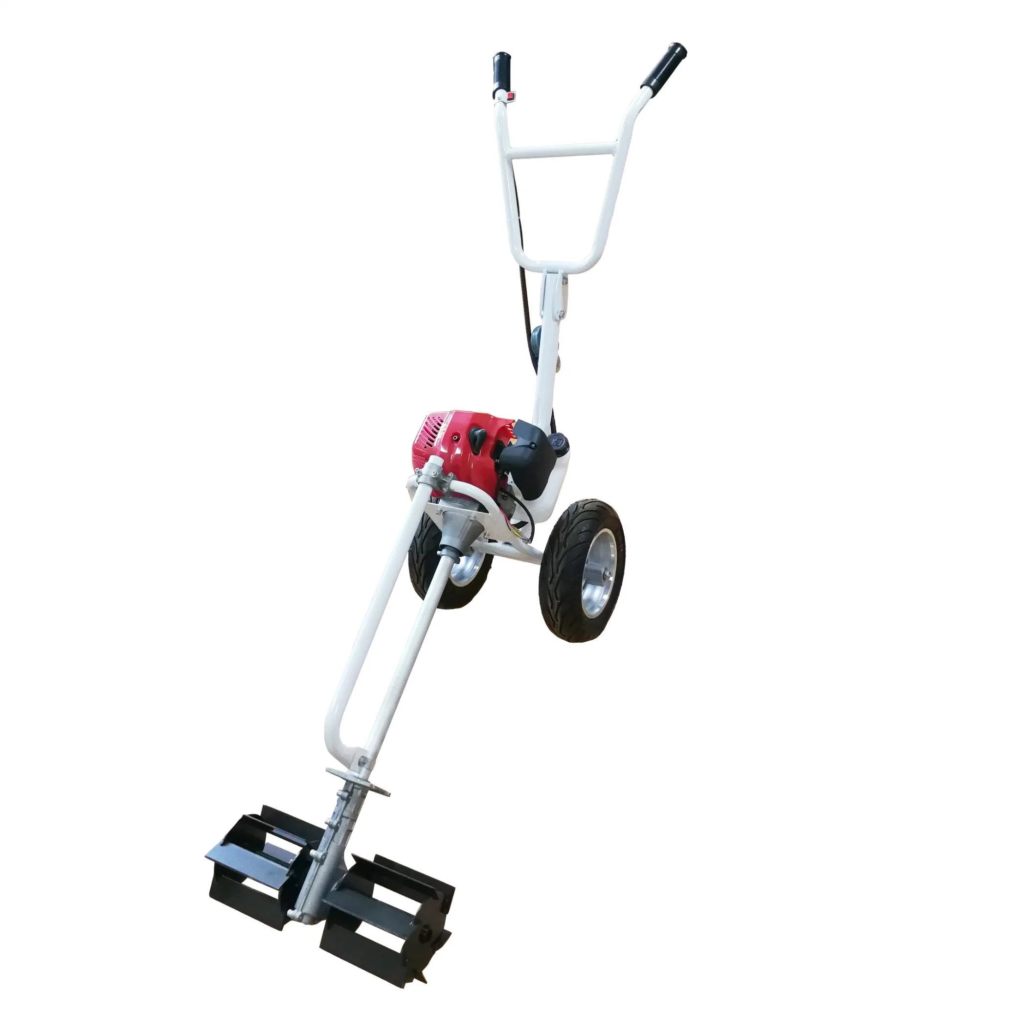 Gasoline 2 Stroke 52cc Hand Push Brush Cutter Grass Trimmer Cutting Machine for Garden with Two Wheels