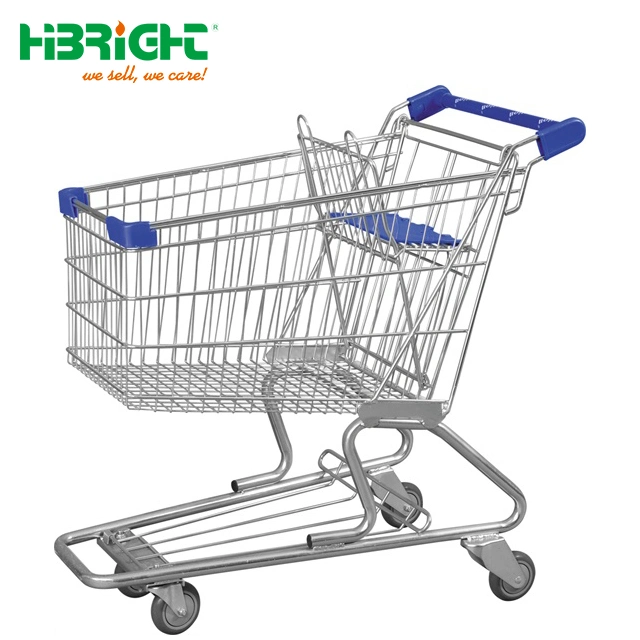 High quality/High cost performance  Universal Wheels 210L Metallic Supermarket Shopping Trolley Cart