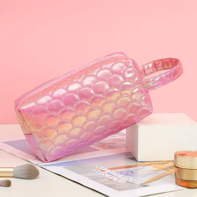 5 Set with Different Size Mermaid Style Iridescent Multi-Functional Cosmetic Bag