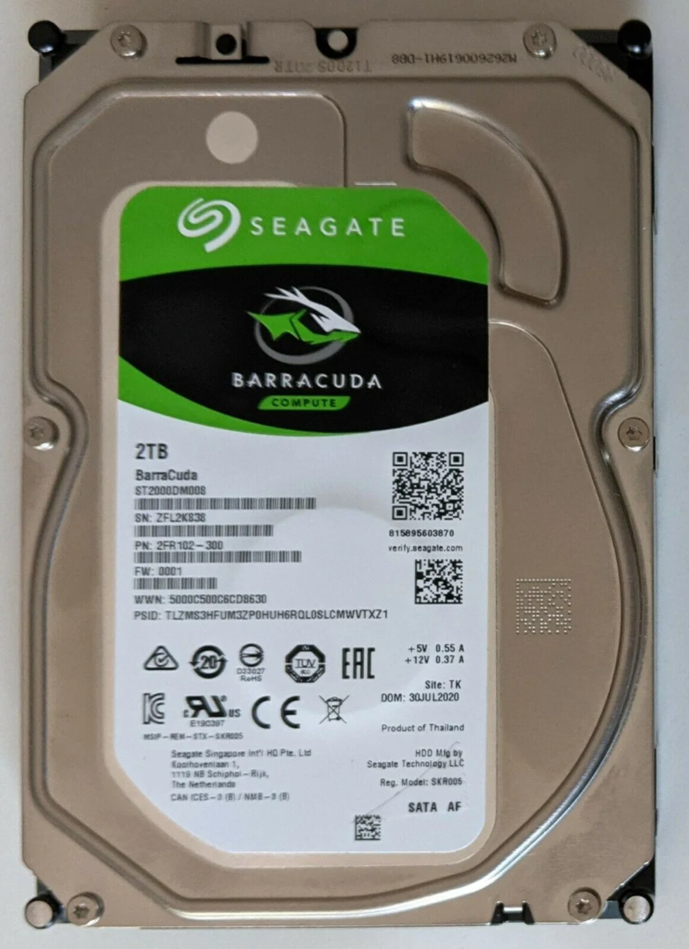 Seagate Barracuda disque dur haed 2 to 7200 tr/min 256 Mo de cache SATA Disque dur de 6,0 Go (ST2000DM008) SSD/HDD