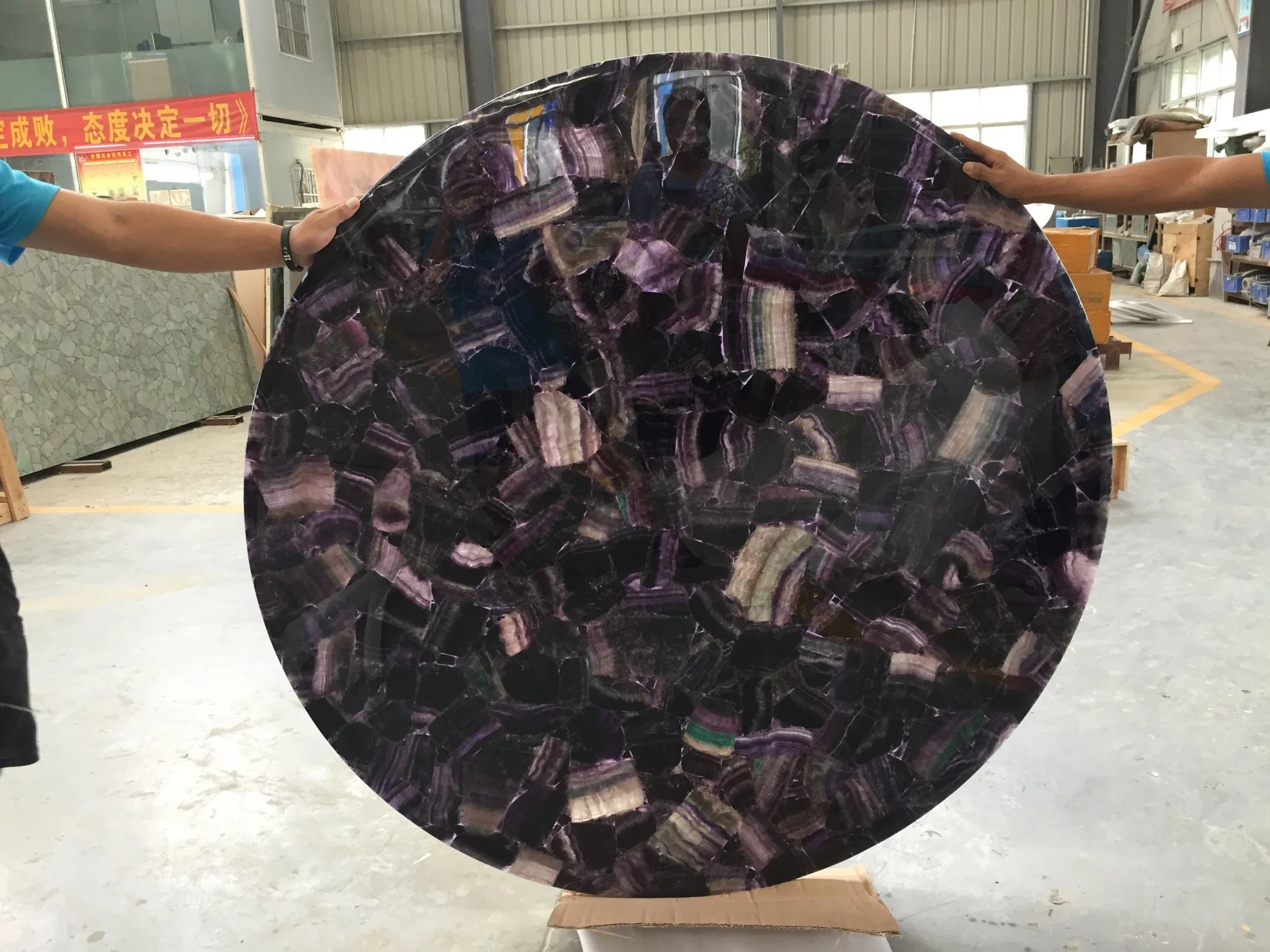 Dubai Indoor Luxury Round Green/Purple Marble Dining Table Can Be Customized