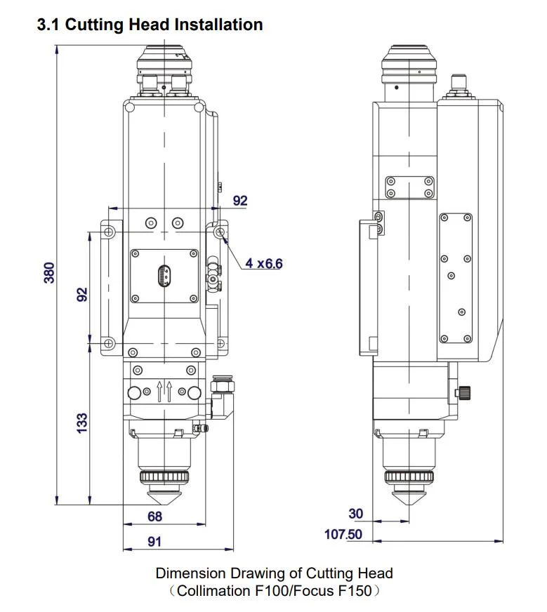 2kW 3kw Ospri Corte haed LC040 SS/SL para máquina láser