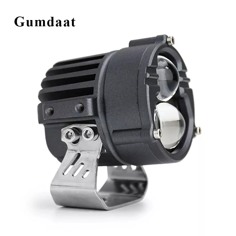 Motorcycle Mini Projector Lens Laser Headlight Universal Dual Color LED Fog Lamp