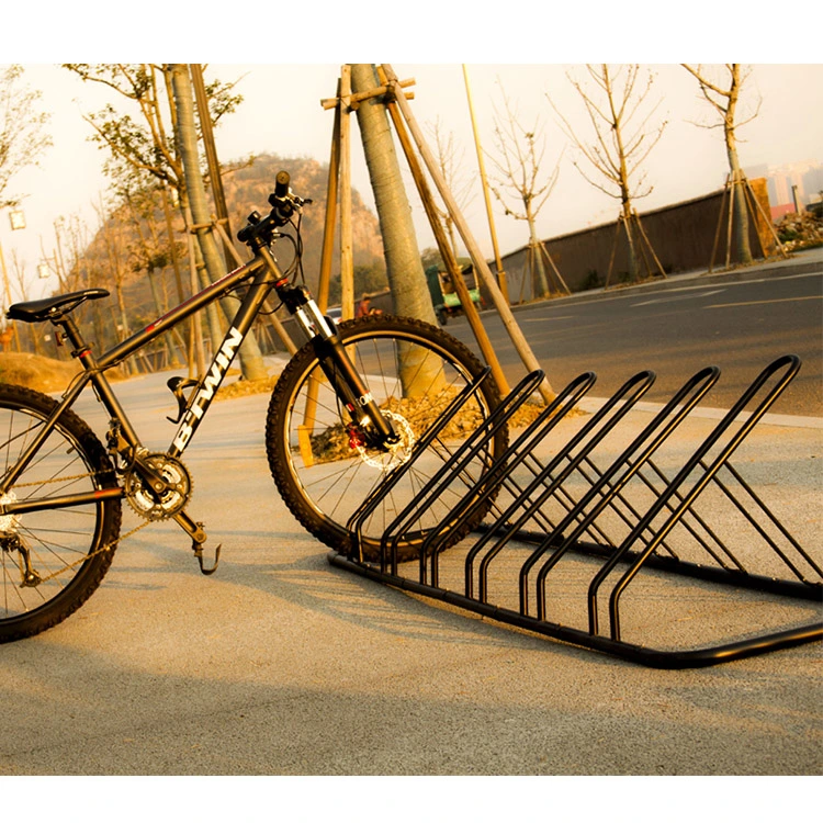 Floor Mounted 6 Space Saving Carbon Steel Bicycle Parking Frame