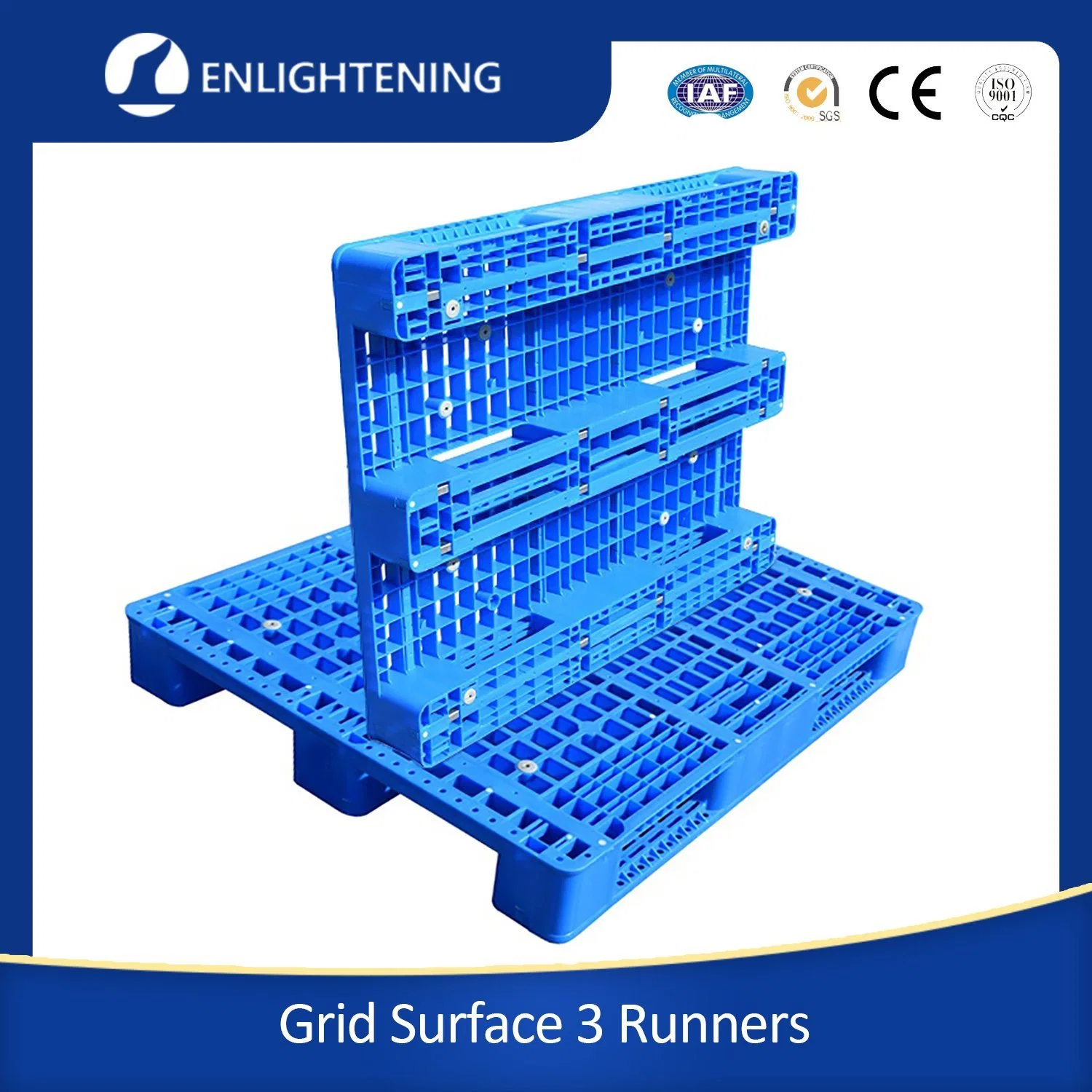 Manufacturer Heavy Duty HDPE Flat Surface Large Reinforced Anti Slip Racking Industrial Rackable Warehouse Storage Reusable Euro Stackable Plastic Pallets