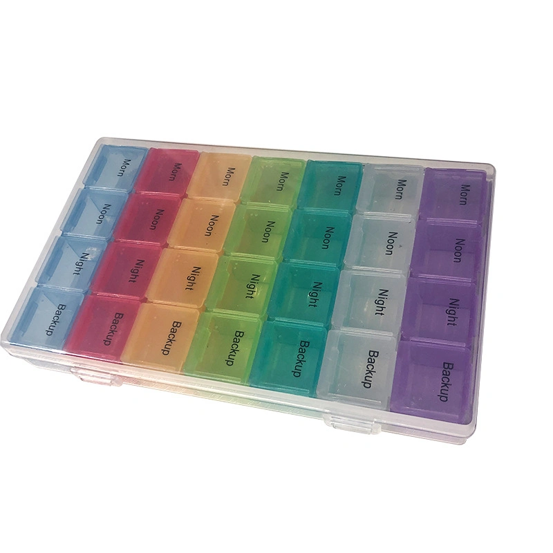 OEM Color Medicine Box 21 GRID 7 Days Pill Box Organizador plástico semanal portátil de viaje Pill Box