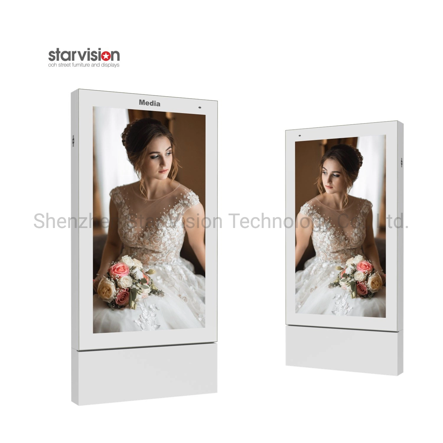 65 Inch Indoor Stand Alone Dual Screen LCD Advertising Display Multimedia Digital Signage