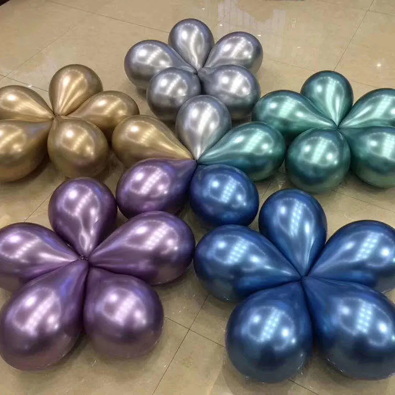 Atacado Balões de 12 polegadas parte fornece decorações Chrome Balloons set Balão de Latex espessado