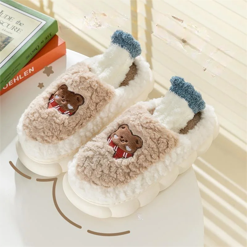 Winter Indoor Home Thick Base Warm Cotton Slippers