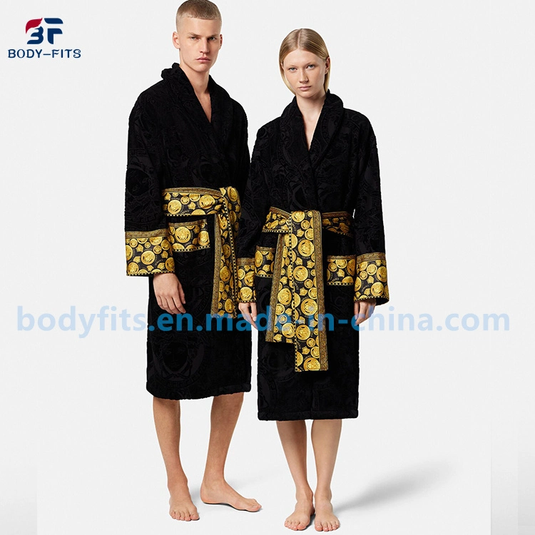 Custom Bathrobe Unisex Cotton Terry Towel Plush Bath Robe Oneise Pajamas for Women