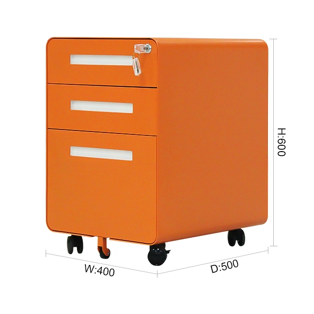 Under Desk 3 Drawer Cabinet Small Mobile Storage Cabinet Movable Mobile Pedestal