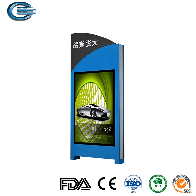 Huasheng Solar Outdoor LED Sign Lightbox Outdoor Pole Profile Solar Billboard