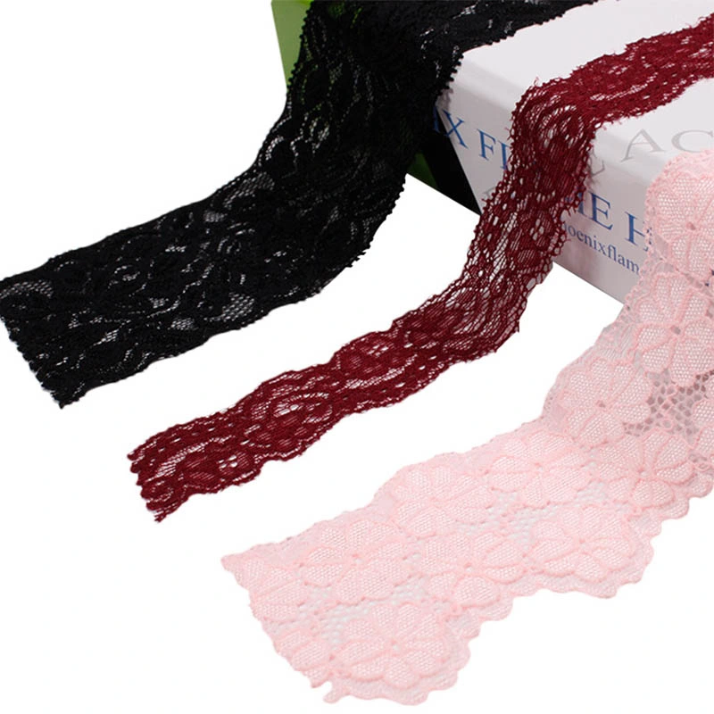 3cm/6cm/8cm/18cm Width 10 Colors in Stock Elastic Band Lace Trim Hollow Flower Ribbon for Underwear