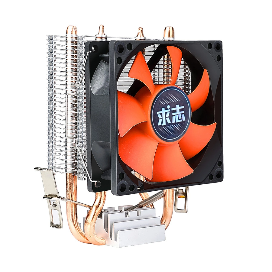 8cm Fan for Intel AMD 2 Copper Pipe CPU Cooler Dual Heat Pipes Radiator Computer Cooling Silent